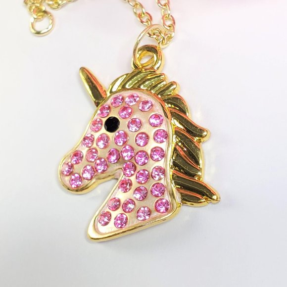 Pink Pave Crystal Unicorn Necklace - Picture 5 of 5